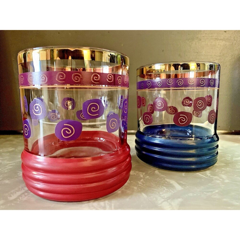 VINTAGE SAKURA SANGO SUE ZIPKIN ROCKS WHISKEY TUMBLER SET OF 2 MID CENTURY JAPAN